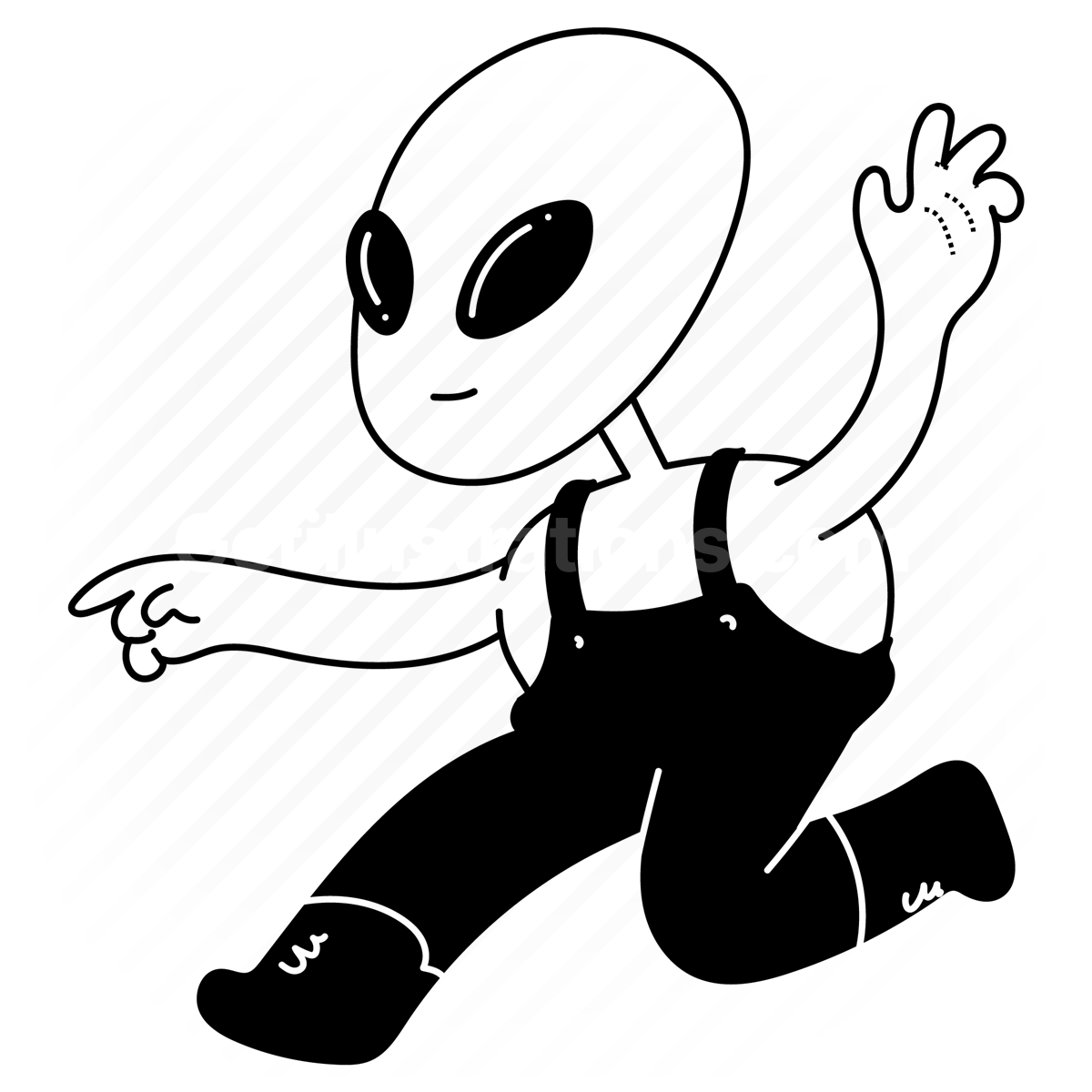 alien, monster, overalls, run, running, movement, outerspace, costume